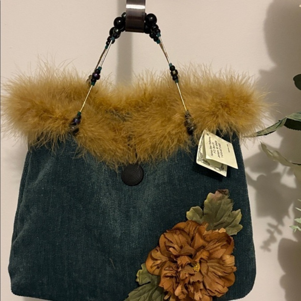 HONEY BEE. PURSE Elegant Teal and Mustard Handbag